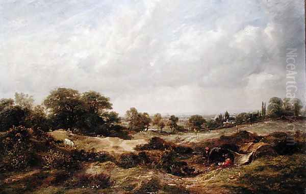 Study from Nature, Hampstead Heath, 184 Oil Painting by George Barrell Willcock