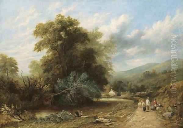 On The River Exe Oil Painting by George Barrell Willcock