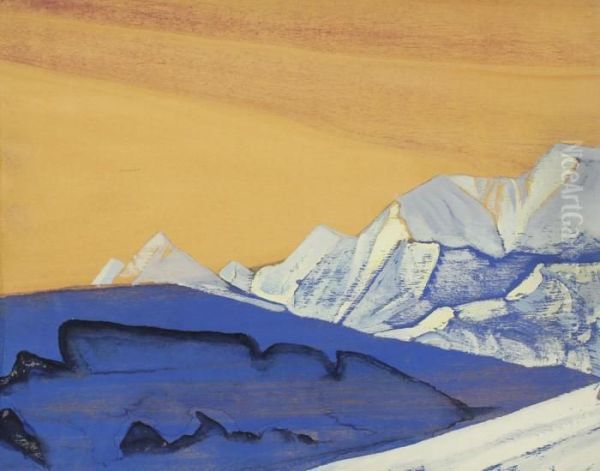 A Leaf From The Tibetan Album Oil Painting by Nicolaj Konstantinov Roerich