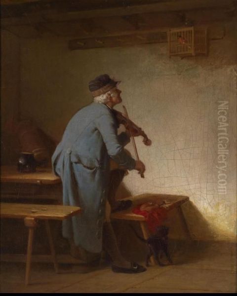 Musical Entertainment Oil Painting by Wilhelm Sen Roegge