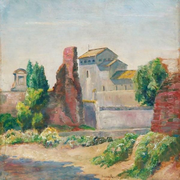 View Of San Buonaventurai Monastery, Rome Oil Painting by Johan Gudmann Rohde