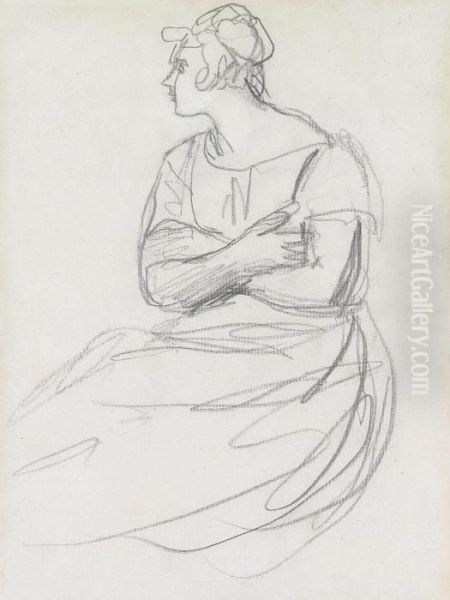 Study Of Ann Parry, Three-quarter-length Oil Painting by George Romney