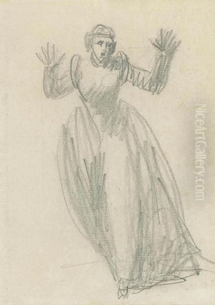 Study Of Lady Macbeth Oil Painting by George Romney