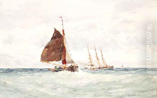 Shipping On A Summer'S Day Oil Painting by William Wilson