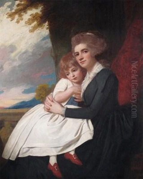 Portrait Of Mrs Thomas Raikes, Nee Charlotte Finch, With Her Daughter Oil Painting by George Romney