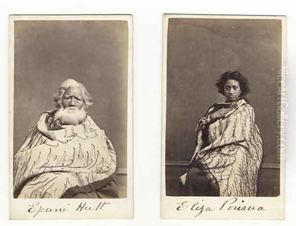 Epuni Hutt and Eliza Porirua, c.1865 Oil Painting by James Wrigglesworth