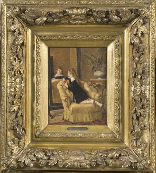 Fillette Devant Le Miroir Oil Painting by Albert Roosenboon