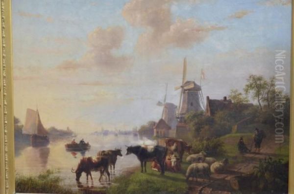 Scene Animee Oil Painting by Nicholas Jan Roosenboom