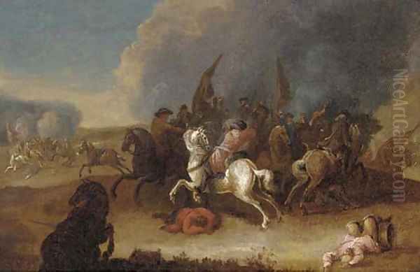 A cavalry skirmish 2 Oil Painting by Philips Wouwerman