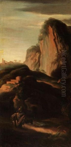 Landschaft Mit Figurenstaffage Oil Painting by Salvator Rosa