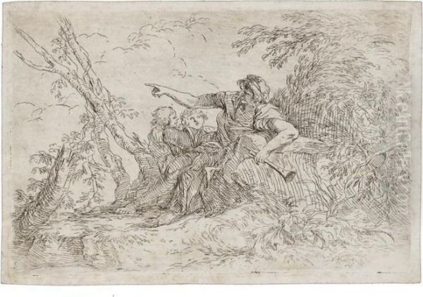 Il Pastore Oil Painting by Salvator Rosa