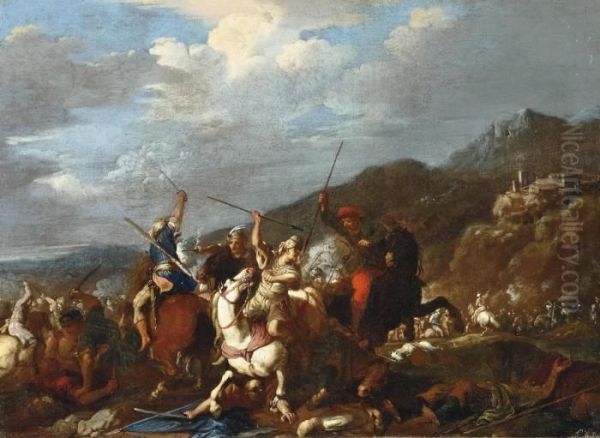 Battaglia Di Cavalieri Oil Painting by Salvator Rosa