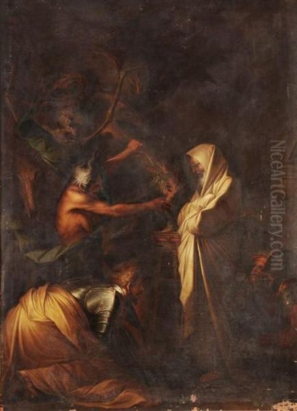 Saul And The Witch Of Endor Oil Painting by Salvator Rosa