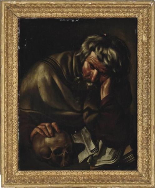 A Philosopher Oil Painting by Salvator Rosa