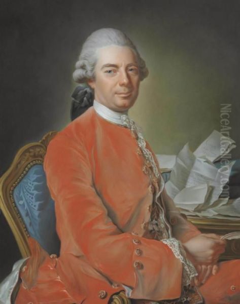 Portrait Of Johann Graf Fries Oil Painting by Alexander Roslin