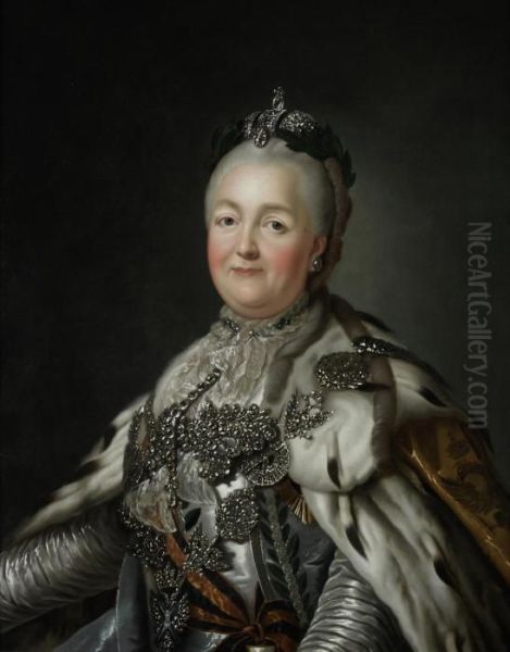 Portrait Of Catherine The Great (1762-1796) Oil Painting by Alexander Roslin