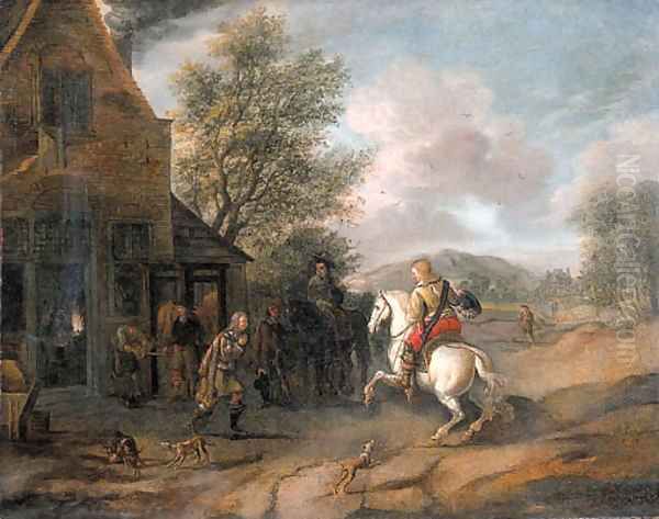 Travellers at the blacksmith's Oil Painting by Philips Wouwerman