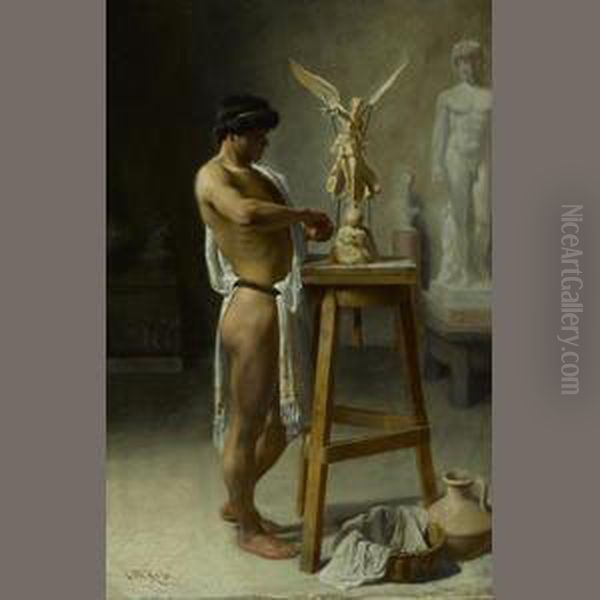 In The Sculptor's Studio Oil Painting by Christian Meyer Ross