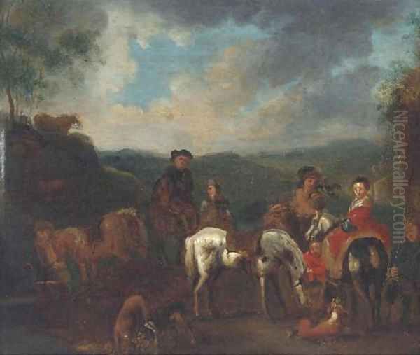 A hawking party halted in a landscape Oil Painting by Philips Wouwerman