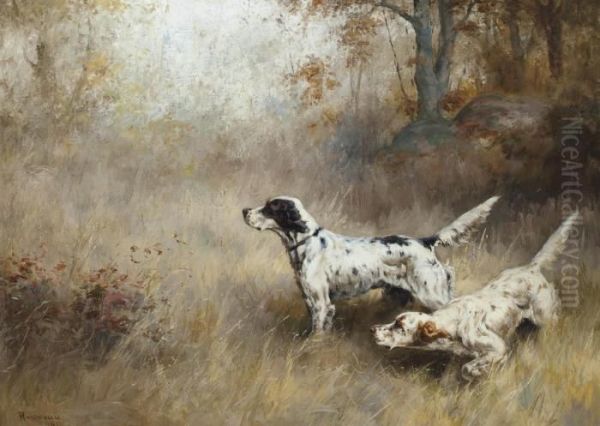 Two Setters Oil Painting by Percival Leonard Rosseau