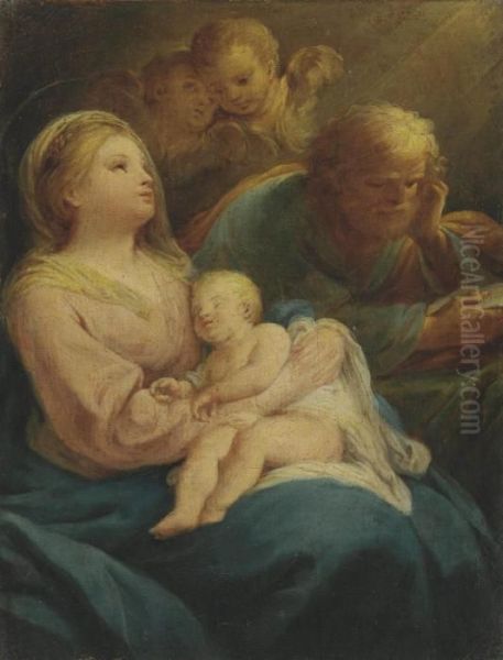 The Holy Family With Angels Oil Painting by Mariano Rossi