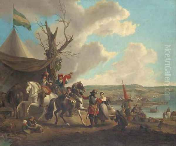 A military encampment Oil Painting by Philips Wouwerman