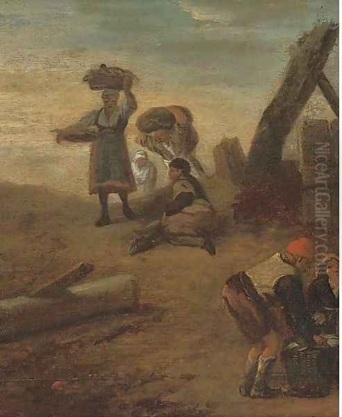 Fishermen on the beach Oil Painting by Philips Wouwerman