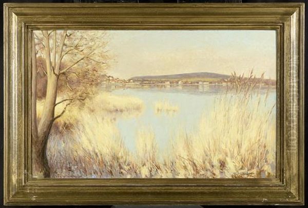 Landscape With A Lake Oil Painting by William Rothlisberger