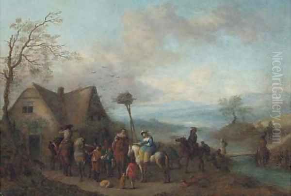 A hawking party Oil Painting by Philips Wouwerman