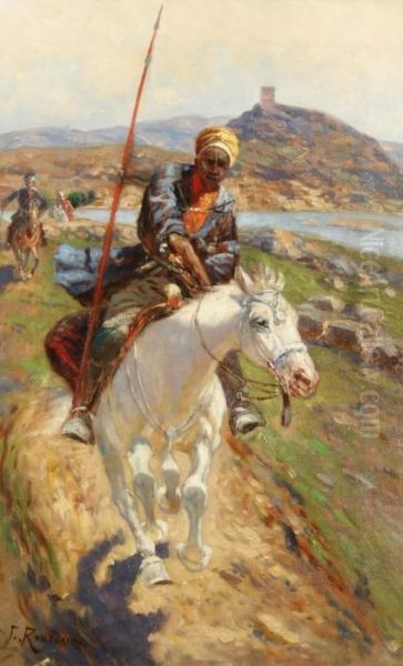 Equestrian Kurd Oil Painting by Franz Roubaud