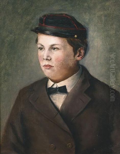 Portrat Eines Jungen Mit Pennalermutze. Oil Painting by Frederic Rouge