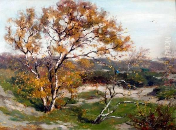 Berkenbomen In Landschap Oil Painting by Gaston-Marie-Anatole Roullet