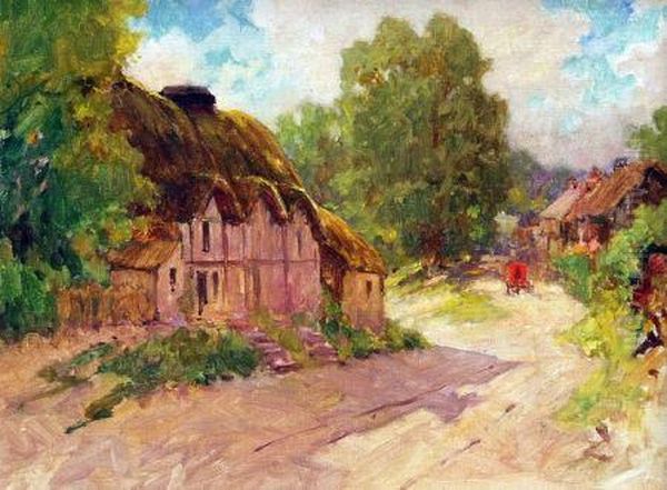 A Cotswold Village Oil Painting by Harry Rountree