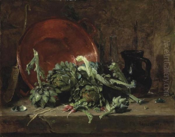 Still Life With Artichokes Oil Painting by Philippe Rousseau