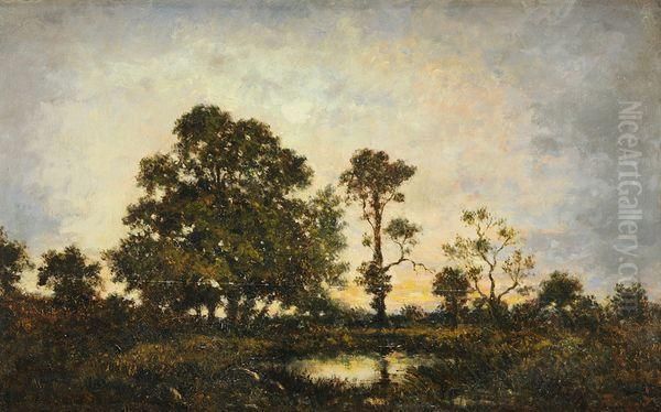 Soleil Couchant Dans La Lande Oil Painting by Theodore Rousseau