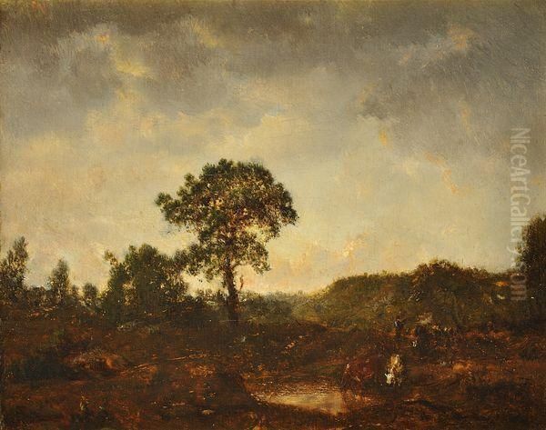 Mare Au Crepuscule Oil Painting by Theodore Rousseau