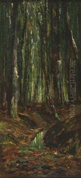 By The Forest Stream Oil Painting by Theodore Rousseau