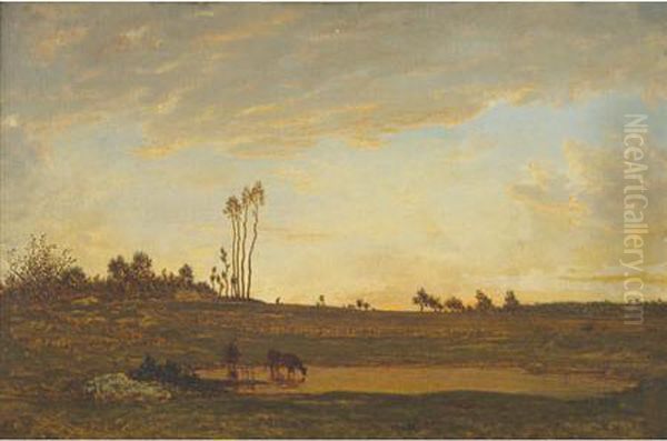 Twilight, Circa Oil Painting by Theodore Rousseau