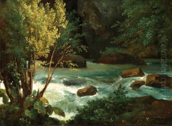 Torrent En Auvergne Pres De Royat Oil Painting by Theodore Rousseau