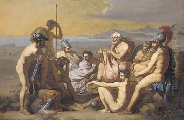 Assembling for the fight for Troy Oil Painting by Johann Martin Wagner