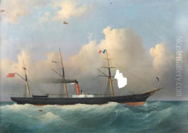 L'arrivee D'un Bateau Australien Sur Les Cotes Francaises Oil Painting by Antoine Roux De Royat