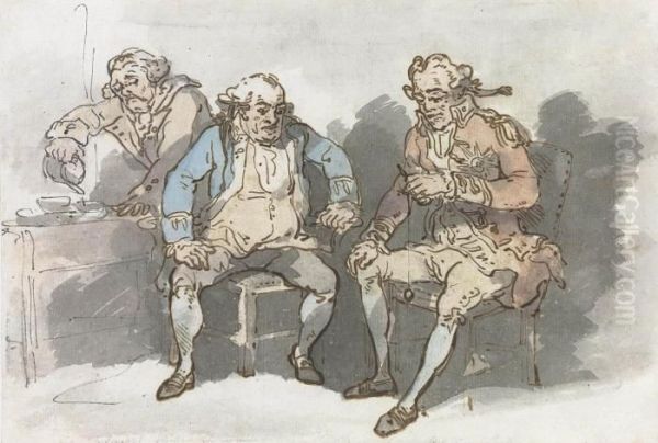 Sea Amusement, Or 
Commanders-in-chief Of Cup And Ball On Cruise Indistinctly Inscribed 
'the General Visiting The...' Oil Painting by Thomas Rowlandson