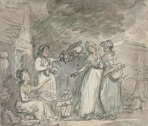 Dr Syntax Bargaining Oil Painting by Thomas Rowlandson