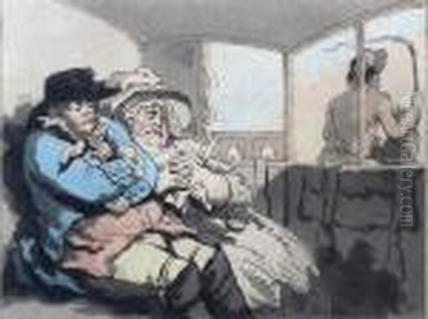 A Comfortable Nap In A Post-chaise Oil Painting by Thomas Rowlandson