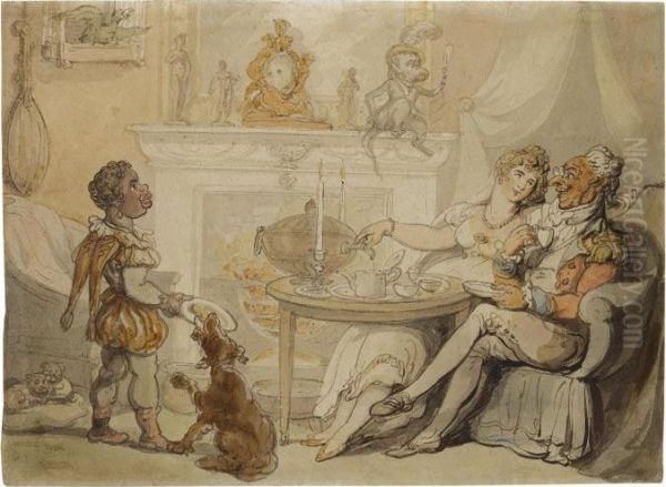 The Tea Party Oil Painting by Thomas Rowlandson