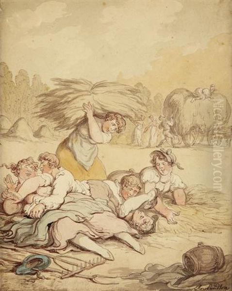 The Haymakers Oil Painting by Thomas Rowlandson