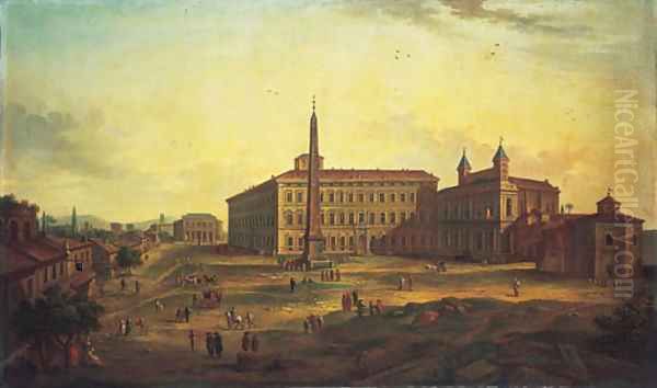 The Piazza San Giovanni in Laterano, Rome Oil Painting by Caspar Andriaans Van Wittel