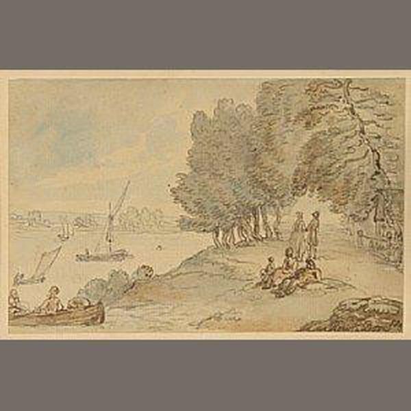 Boats On The Thames, Near Richmond Oil Painting by Thomas Rowlandson