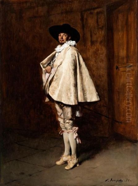 Kavalier In Weisser Seidenmantille Oil Painting by Ferdinand Victor Leon Roybet