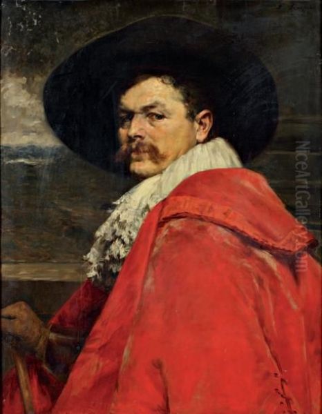 Personnage En Habit Rouge Oil Painting by Ferdinand Victor Leon Roybet